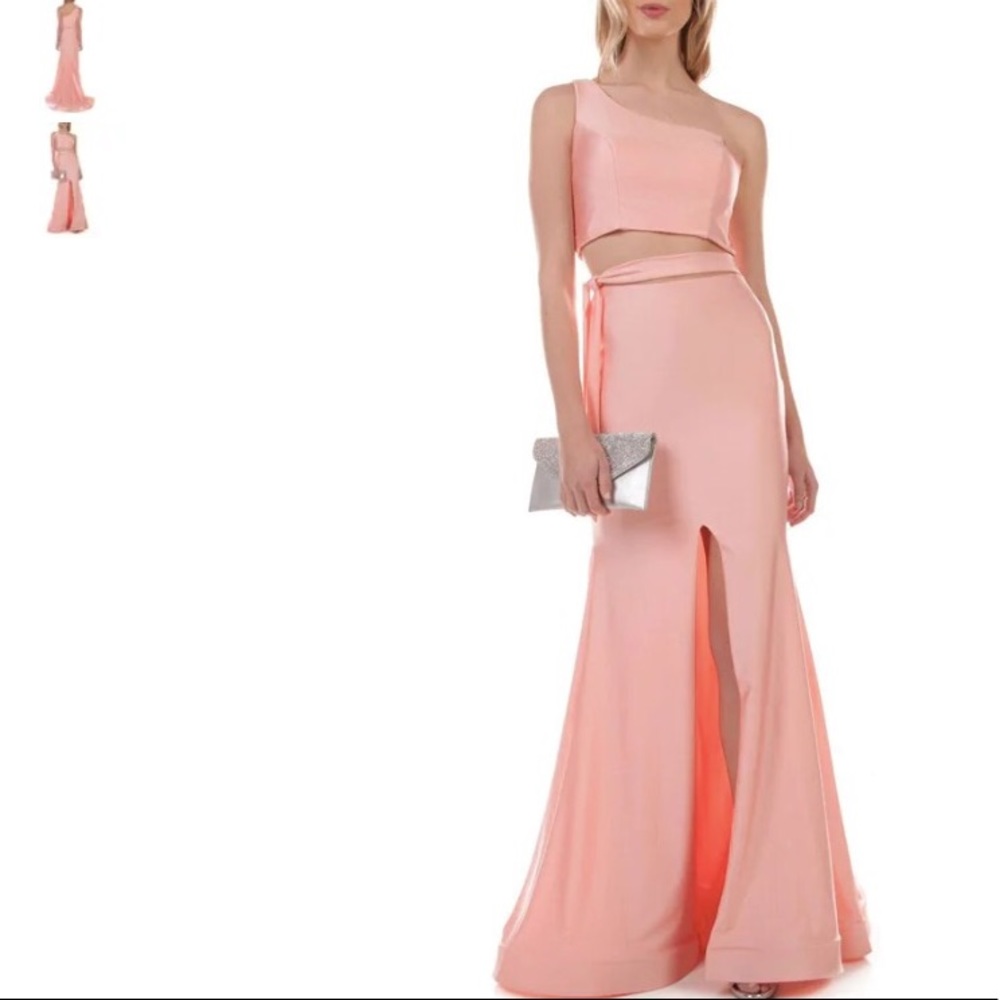 NWT Off the Shoulder Pink Satin Gown